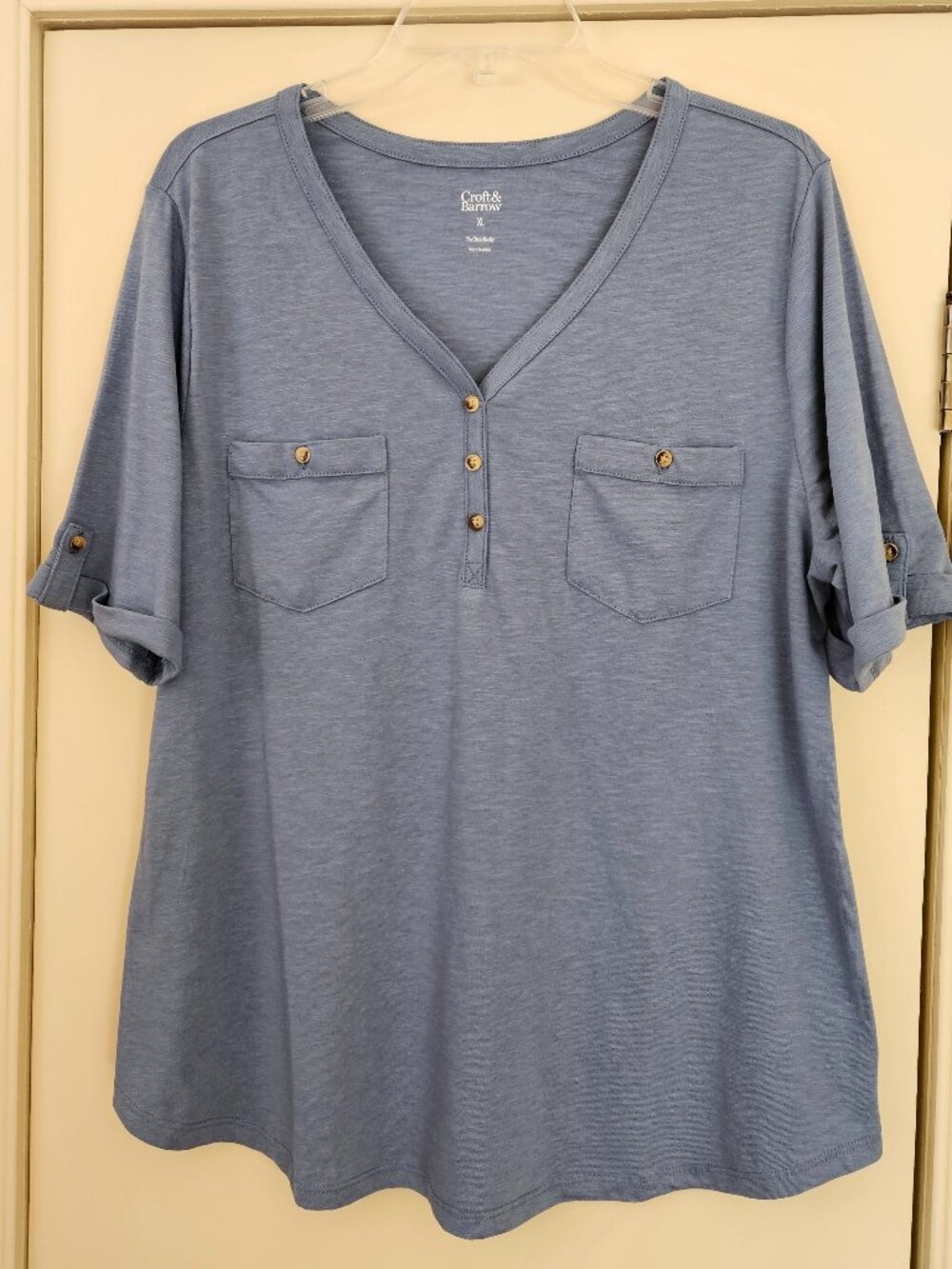 Croft & Barrow Tee Size XL Short Sleeve Cotton Blend Blue
